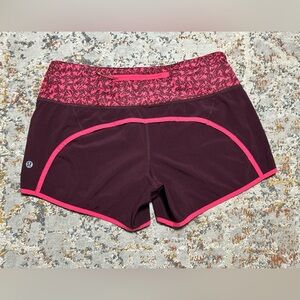 Lululemon Run Times Shorts Bordeaux Drama and Bon Bon Mountain Peaks size 4